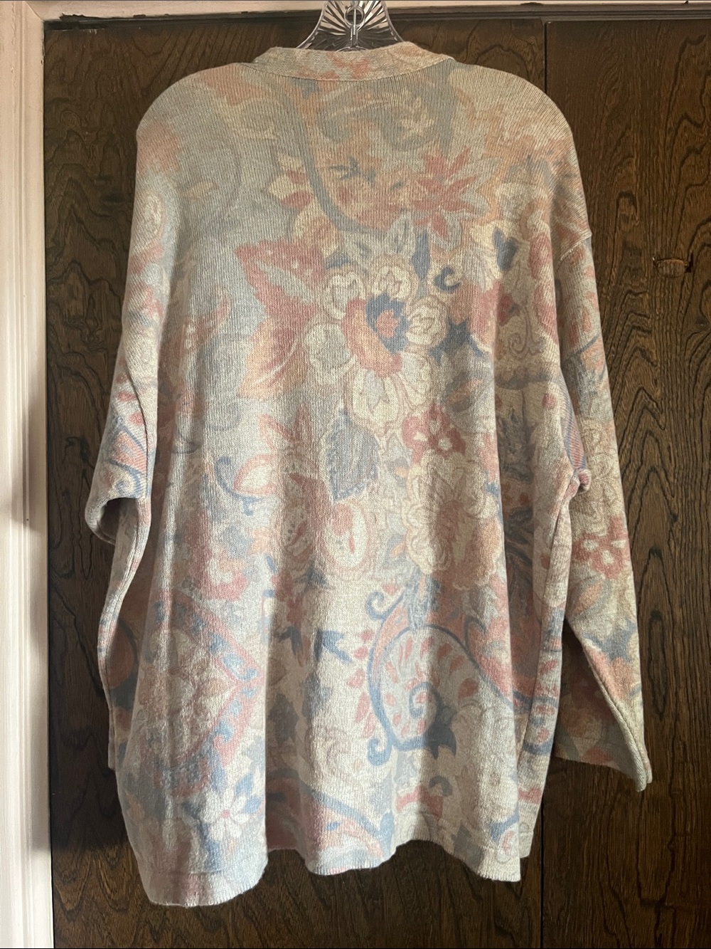Pastel Floral V-Neck Button Cardigan Sweater linen and cotton made in Italy - Picture 10 of 10